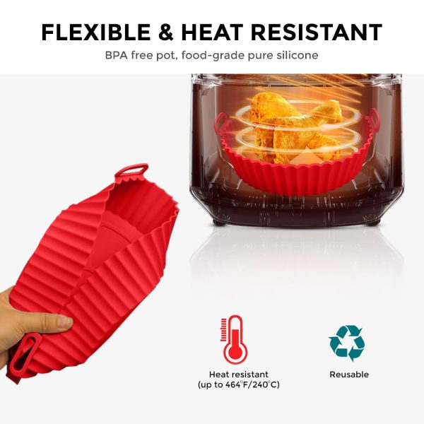 Silicone Air Fryer Liner 8.5inch [Pack of 2] Round Size from 3.5Ltr to 6.5 Ltr Air fryer Oven Accessories | Red Black Hot on Sale