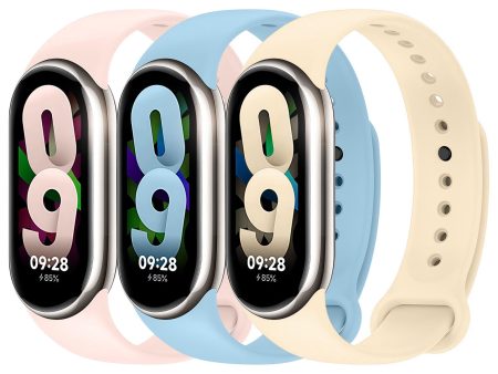 [Pack of 3] Silicone Strap For Xiaomi Mi Band 8 (Pink Beige Blue) Online