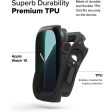 Air Sports For Apple Watch 10 42mm Case | Thin Soft Flexible Rugged TPU Raised Bezel Frame Cover - Black Online