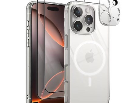 4 in 1 for iPhone 16 Pro Max Case [Compatible with MagSafe]Tempered Glass Screen Protectors, Camera Lens Protector For Discount