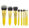 8 pcs Makeup Brushes Professional Make Up Brush Set Wooden Handle -Lemon Yellow Online now