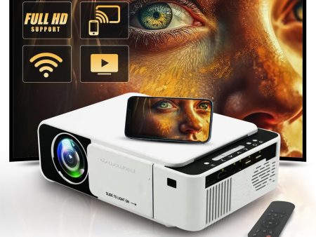 T5 HD Projector 1080P with Stereo Surround Speakers 100 ANSI WiFi Home Theater Projector [800x480 Native ] Online Sale