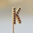 Reserved for D - Bohemian Pyrope Garnet Alphabet Letter K Gold Vermeil Silver Gilt Stick Pin Tie Pin Brooch Sale