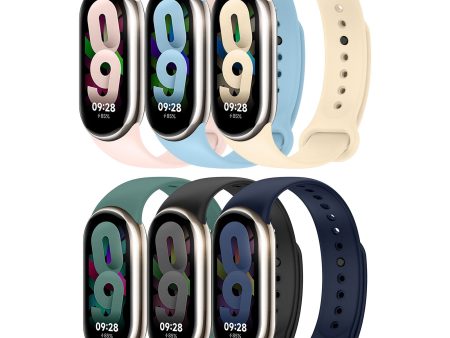 [Pack of 6] Silicone Strap For Xiaomi Mi Band 8 -Multicolor Cheap