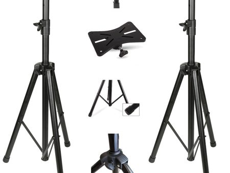 Projector Tripod Stand |Universal Speaker Stand Mount Holder |Adjustable Height from 40Inch to 71Inch] with Mounting Bracket & Rack Tray| Pack of 2 For Sale