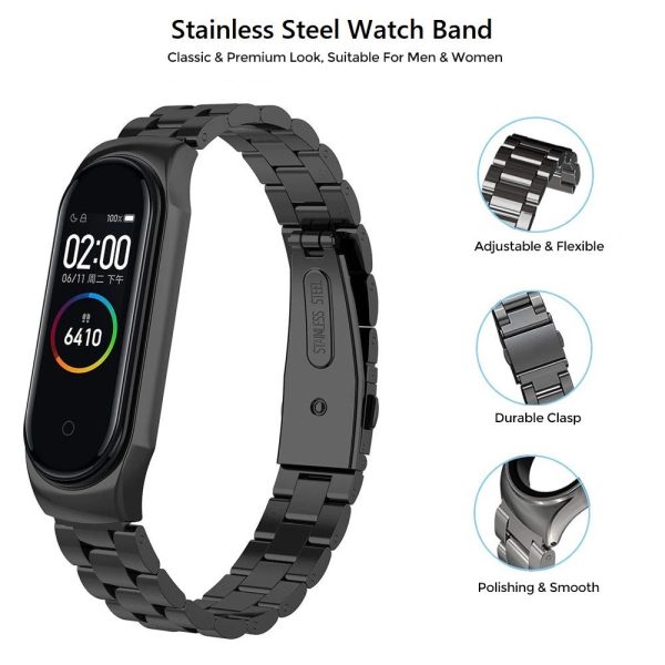 Xiaomi Mi Band 6   5 | 3 beads Stainless Steel Metal Watch Band Strap | Silver Hot on Sale