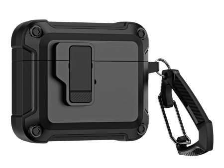 AirPods 4 Case Cover (2024) with Secure Lock Clip | Rugged Armor Shockproof Hard Shell Design |Black Supply