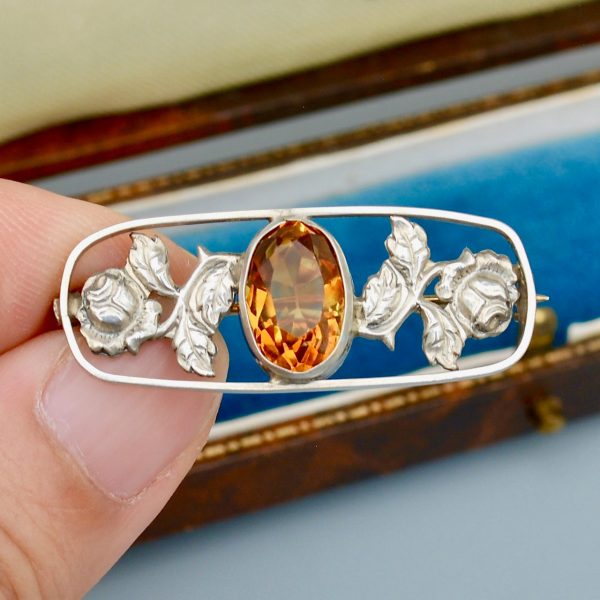 Vintage Citrine Rose Brooch For Cheap