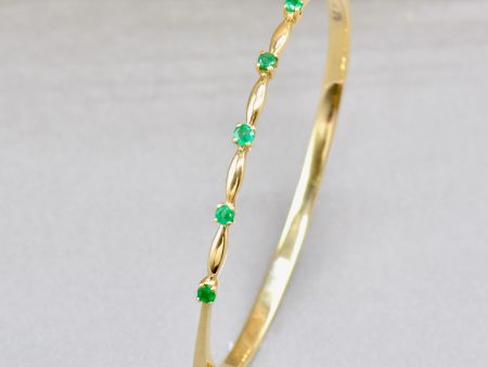 9ct Yellow Gold Emerald Bangle (0.35ct) Online Sale