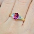 Vintage 18CT Gold Rubellite (Pink Tourmaline) & Diamond Engagement Ring For Cheap