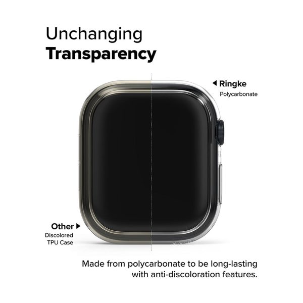 Slim Case For Apple Watch 10 46mm | Bezel [Frame Only] Hard Polycarbonate Thin Cover- Clear + Matte Black Fashion