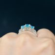 Vintage 9CT White Gold Neon Apatite & Diamond Trilogy Ring Online now