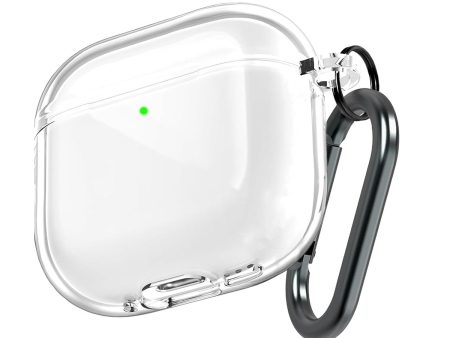 AirPods 4 Case Cover (2024),Clear Soft TPU Anti-drop Full Body Protective Shock-Resistant Cover With Carabiner For Men & Women - Clear Sale