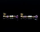 Vintage Amethyst & Seed Pearl Drop Earrings For Discount