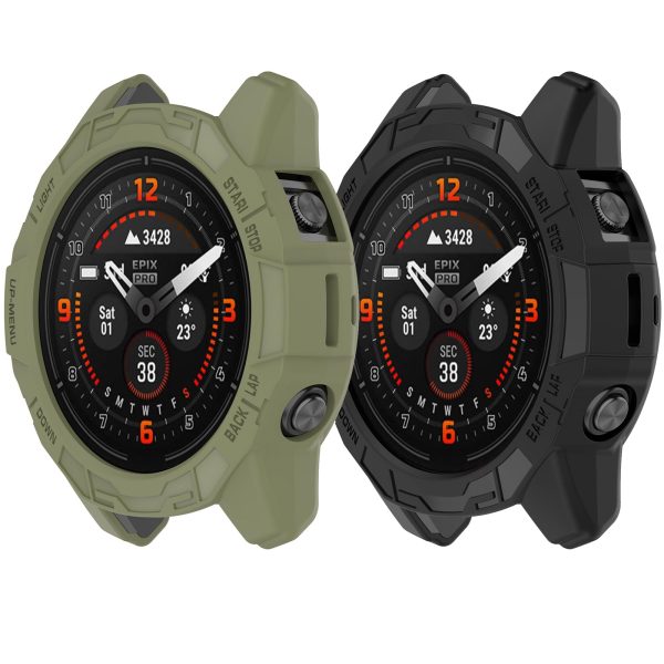 [ Pack of 2 ] Case For Garmin EPIX Pro 47mm Fenix 7 Pro Fenix7- Soft TPU Protective Watch Case Cover Black & Green) Supply