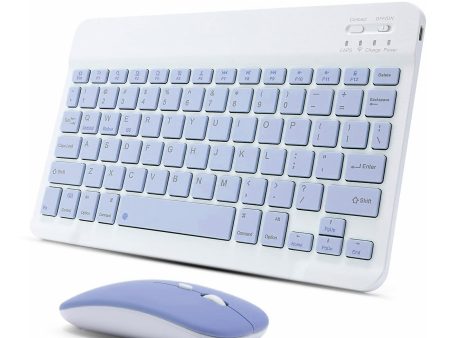 Ultra-Slim Rechargeable Portable Bluetooth Keyboard and Mouse Comb for Android Windows Tablet Cell Phone iPhone - Lavender For Sale