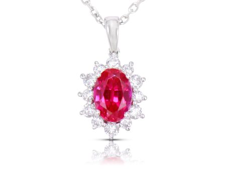 Lab-Grown Diamond 0.27ct and Lab-Grown Ruby 1.24ct Pendant & Chain on Sale