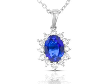 Lab-Created Diamond 0.27ct and Lab-Created Blue Sapphire 1.17ct Pendant & Chain Online