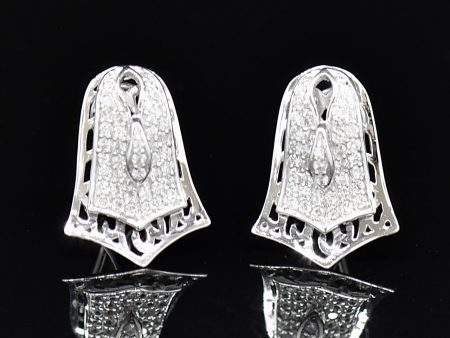 Art Deco Design Cubic Zirconia Omega-Back Earrings (1.20cts) Sale