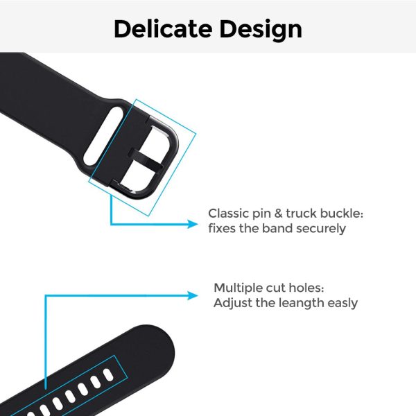 20mm Samsung Galaxy Watch 4 | NO GAP Silicone Watch Band Strap  | Black Hot on Sale