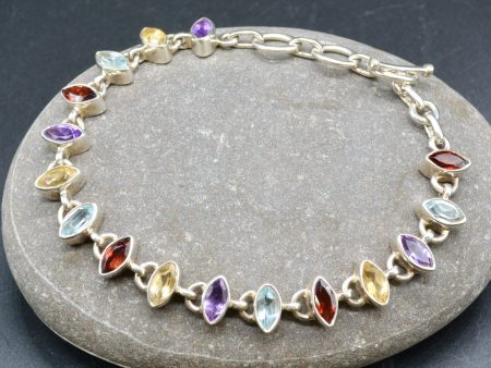 Vintage Multigems Tennis Kaleidoscope Silver Bracelet Online