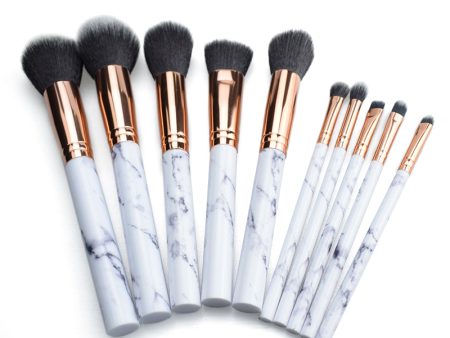 Professional 10 pcs Makeup Brushes Professional Marble Pattern Cosmetic Make Up Brush Tools (White) For Discount