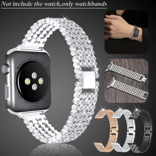 Apple Watch 41mm   40mm   38mm | Metal Rhinestone Diamond Stainless Steel Replacement Band |Gold Online now