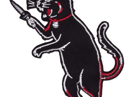 Black Cat with Blade Fink Rockabilly Tattoo Goth Punk Rock Biker Patch Online Hot Sale