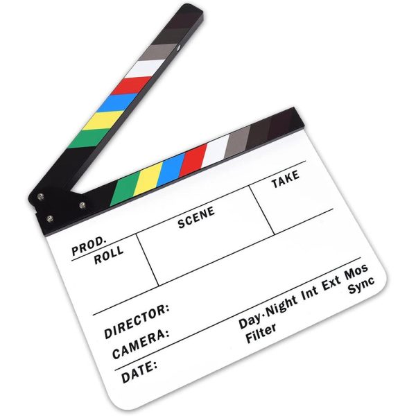 Professional Clapperboard Studio Camera Photography Video Acrylic Director Film Clapboard [Clapper Board Slate] [9.85Inch x 11.8 inch] Online Hot Sale