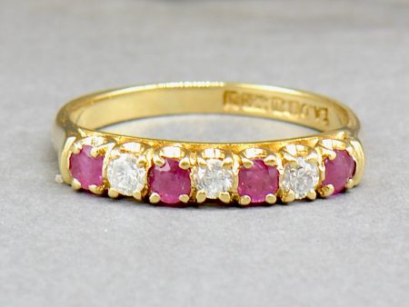 18ct Yellow Gold Ruby and Diamond Wedding Band (0.60ct) on Sale