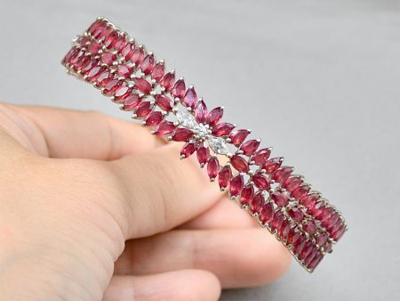 Ruby & Cubic Zirconia Sterling Silver Bangle (7.60 Carats) Online now