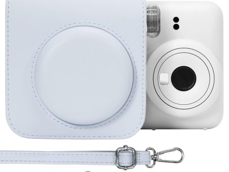 PU Leather Camera Case for Fujifilm Instax Mini 12 Instant Camera | Protective Camera Cover with Adjustable Shoulder Strap - Clay White Online Hot Sale