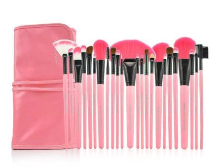 22 pcs Makeup Brush Set Professional Make Up Brushes Kit Wooden Handle Cosmetic Tools with Pink Bag Case Pouch -Pink Hot on Sale