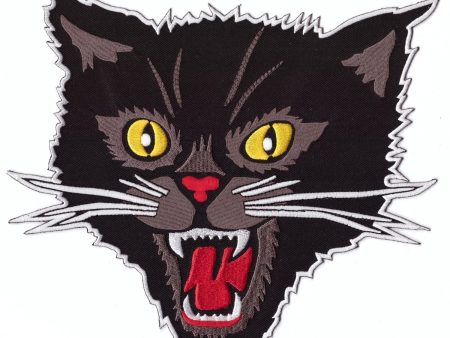 Black Screaming Cat Rockabilly Horror Tattoo Goth Patch For Cheap