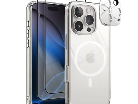 4 in 1 for iPhone 16 Pro Case [Compatible with MagSafe]Tempered Glass Screen Protectors, Camera Lens Protector Online Sale