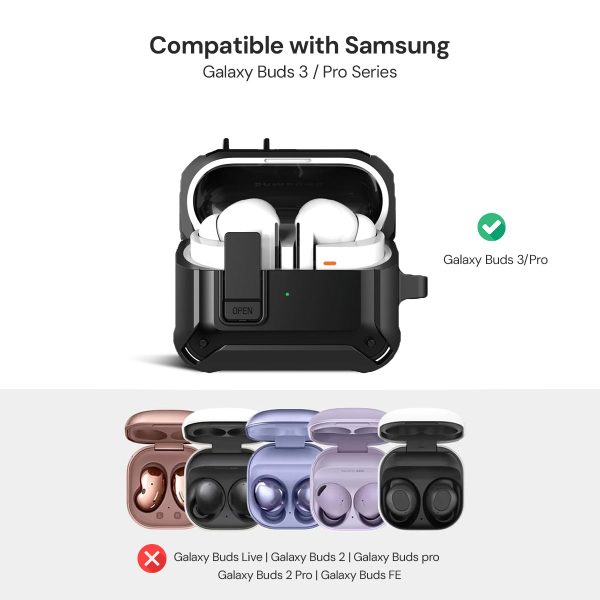 Samsung Galaxy Buds 3 Pro   Samsung Galaxy Buds 3 Case Cover | Hard TPU Protective Headphone case - Black Online Sale