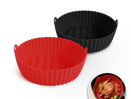 Silicone Air Fryer Liner 8.5inch [Pack of 2] Round Size from 3.5Ltr to 6.5 Ltr Air fryer Oven Accessories | Red Black Hot on Sale