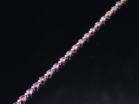 9CT White Gold Pink Topaz Tennis Bracelet Online Sale