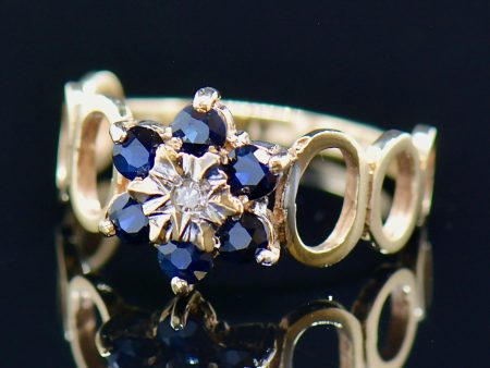 Vintage Sapphire & Diamond Daisy Ring Discount