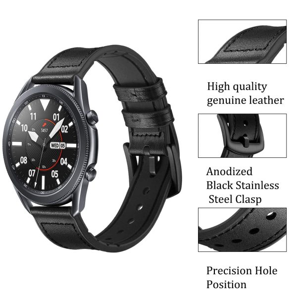 Samsung Galaxy Watch 3 45mm  46mm   Gear S3 Frontier   Classic   Watch GT 2 46mm | 22mm Soft Leather Strap | Dark Brown Supply