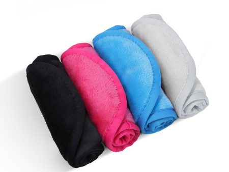 [4 Per Pack] Makeup Remover Cloth Soft Microfiber Reusable Facial Cleansing Towel- Black Pink,Blue,Grey Cheap