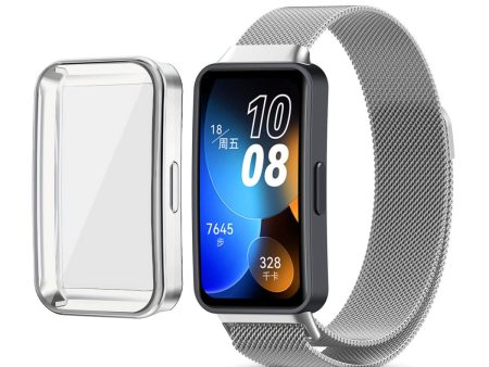 Huawei Band 8 | Huawei Band 9 With TPU Watch Case | Milanese Straps | Silver on Sale