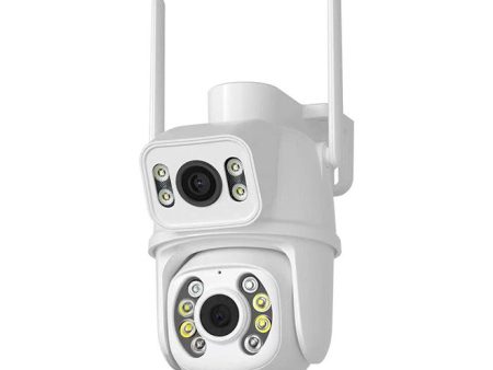 WiFi Outdoor Security Camera, 2.4GHz ,5MP Dual Screen Camera with Auto Tracking - White on Sale