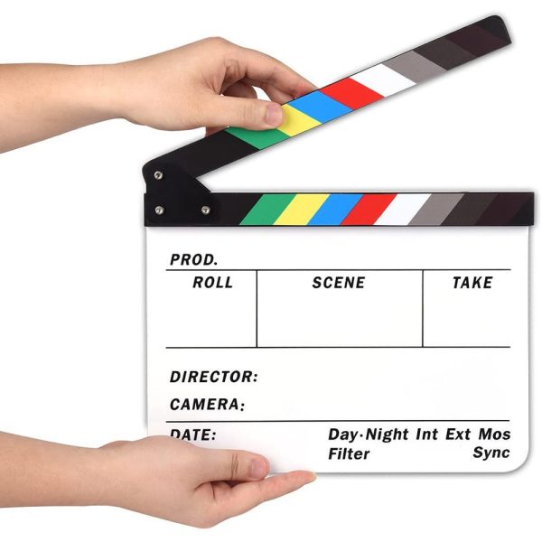 Professional Clapperboard Studio Camera Photography Video Acrylic Director Film Clapboard [Clapper Board Slate] [9.85Inch x 11.8 inch] Online Hot Sale