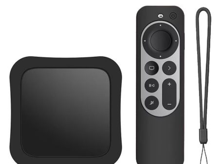 1 Set Silicone Case + Remote Cover for 2022 Apple TV 4K Wi-Fi TV Box Remote Cover- Black Online now