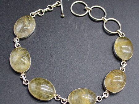 Golden Rutilated Quartz Sterling Silver Bracelet Online Sale