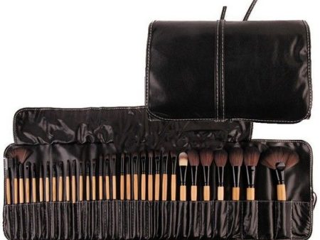 32 Pieces Professional Makeup Brushes, Cosmetic Facial Make up Brush Kit - Brown on Sale