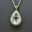 Praseolite Quartz & Diamond Large Halo Pendant & Necklace Set on Sale