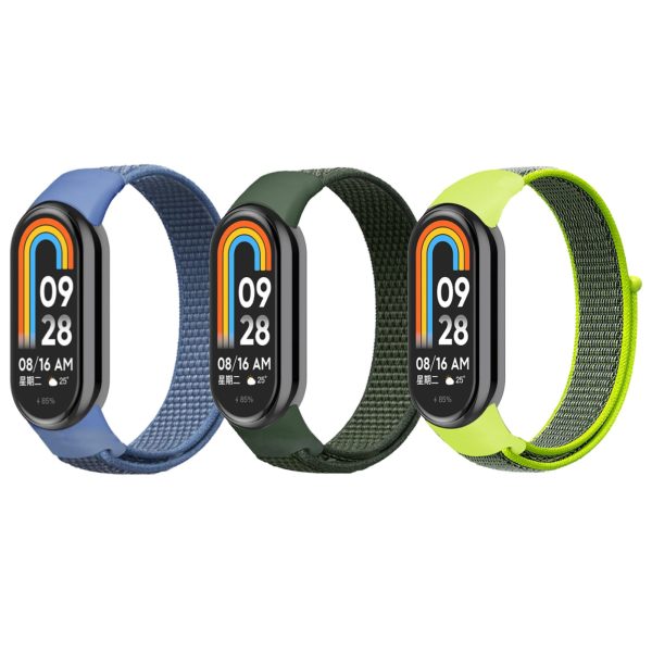 [Pack of 3] Nylon Loop Straps For Xiaomi Mi Band 8 (Army Green  Blue Bright Yellow) Online