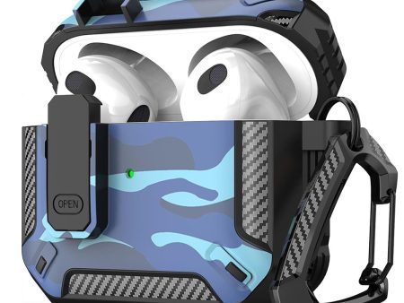 AirPods 4 Case Cover (2024) with Secure Lock Clip | Camouflage Design Military Design |Blue on Sale